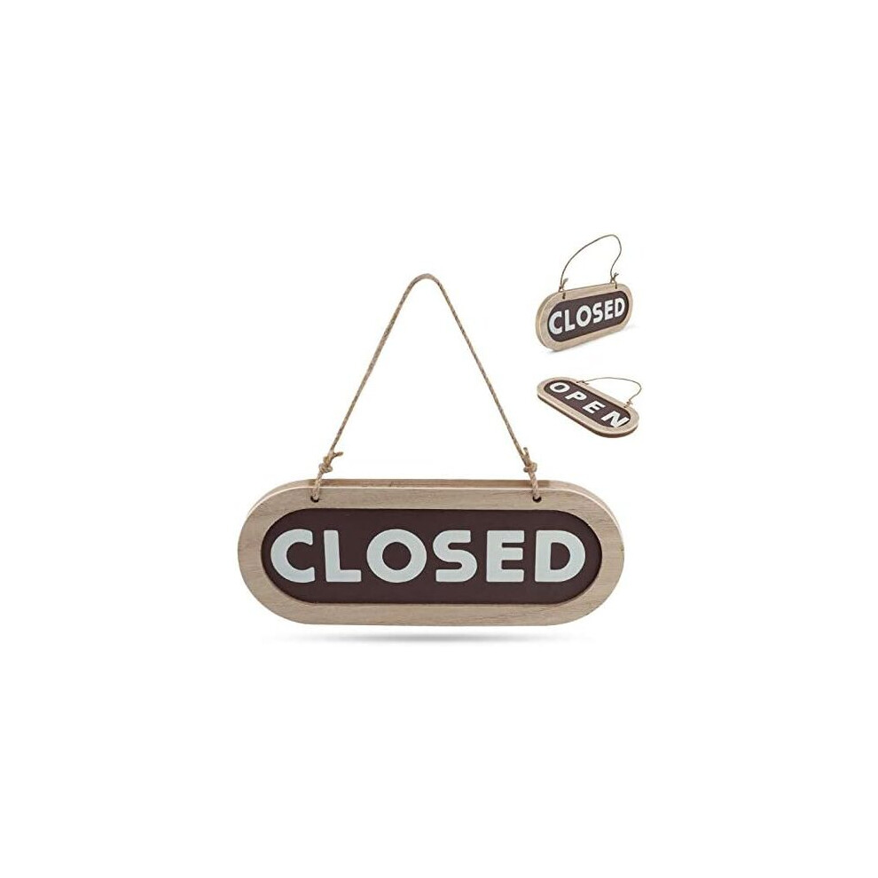 Closed open sign, vintage wood business door hanging plate, wooden door plate double sided hanging sign for bar restaurant cafe