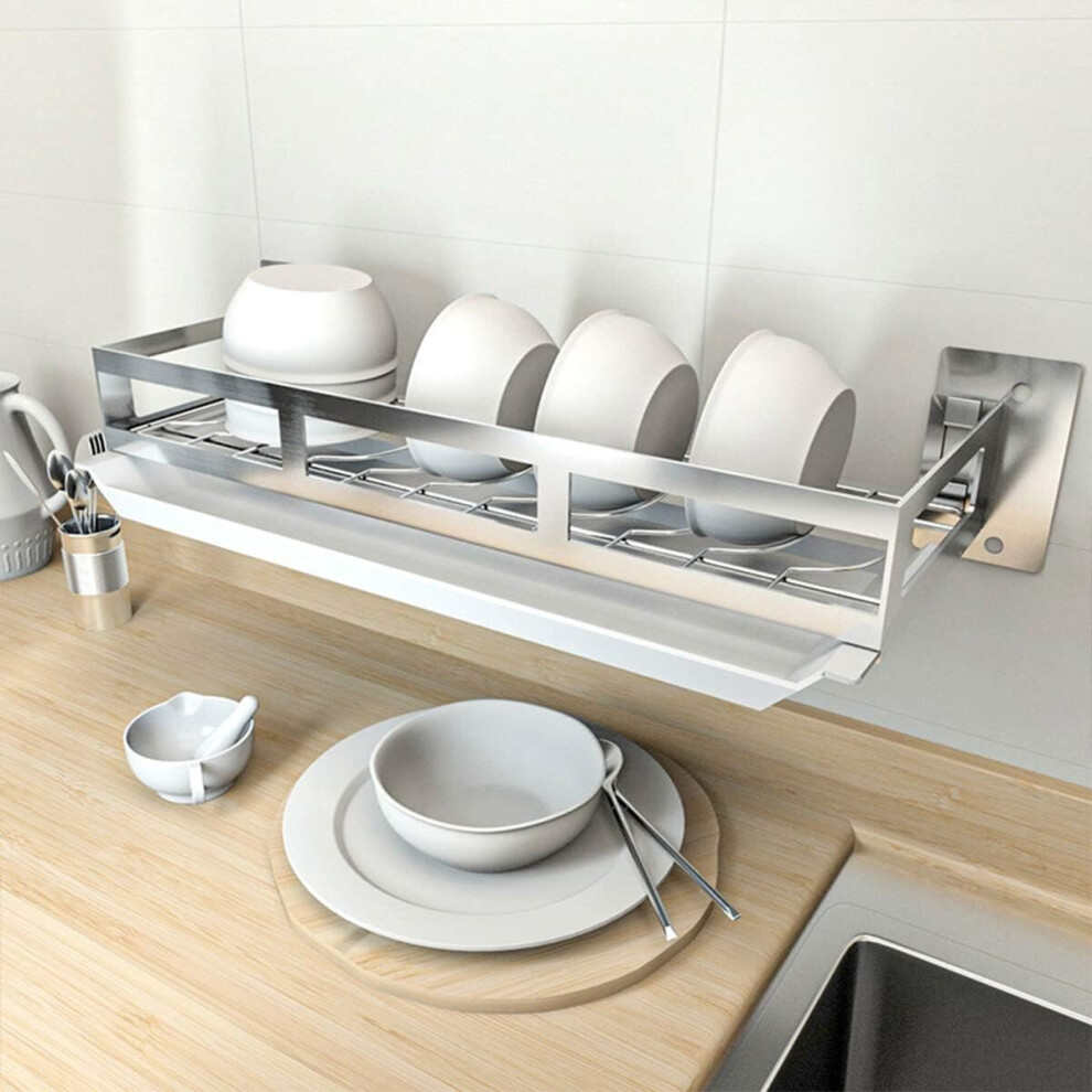 Wall Mounted Dish Rack Stainless Steel Dish Dryer Silver, 44 x 16cm