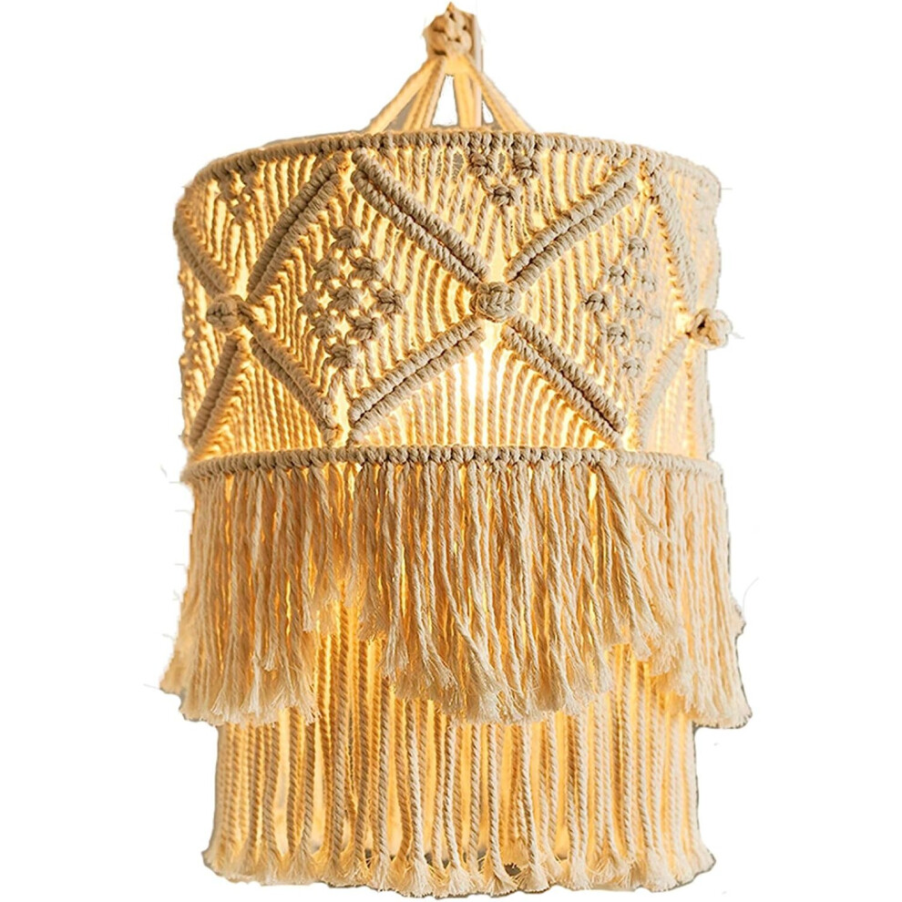 Knitted Lampshade Fitting Ceiling Shade, Hanging Lamp for Living Room, Bedroom and Bathroom, Hand Woven Bohemian Decoration