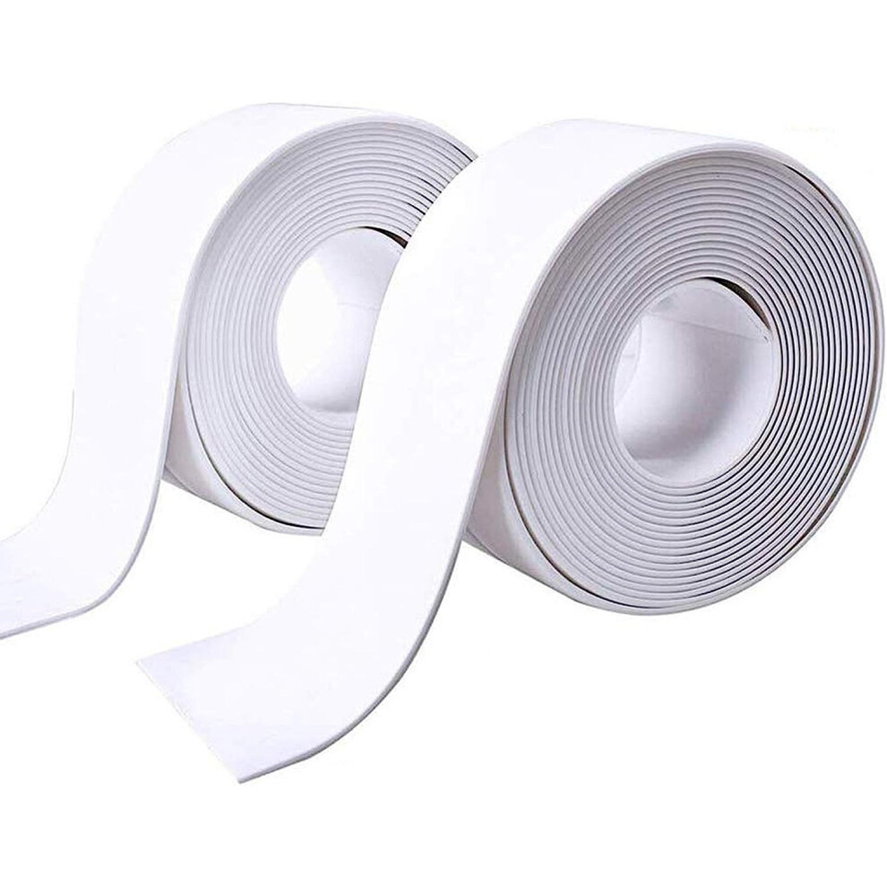 Rolls Bathroom and Kitchen Caulk Tape Weatherstrip, PE Self Adhesive Caulk Tape for Waterproof/Mildew/Roach Prevention (38CMx3.2M, White)
