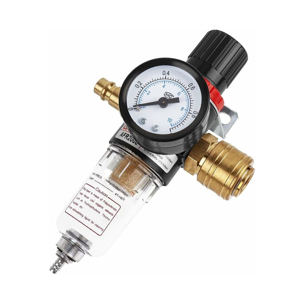 1/4, 1/4 Air Regulator - Air Filter - Moisture Compressor - Water and Oil Separator - Pressure Regulator - Lubricant for Compressor and Air Tools