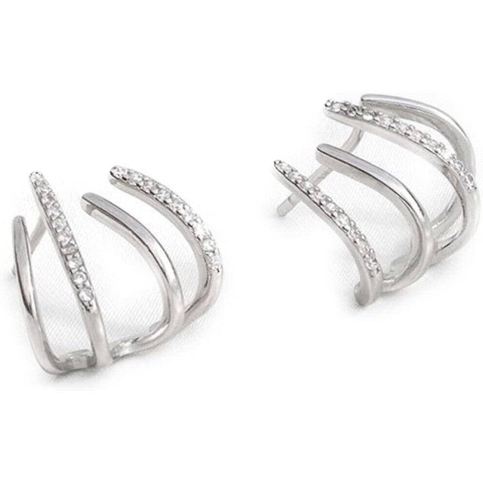 Four Claw Earrings for Women Girls, Minimalist 925 Sterling Silver 4 Claw Shaped Stud Earrings, Woman Jewelry Birthday Wedding Gifts (Silver)