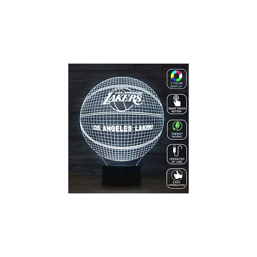 3D Optical Illusion Night Light Los Angeles Lakers Basketball Decoration Toy Lamp Phone Remote Control Table Lamp