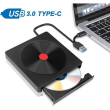 External DVD Drive, Portable USB 3.0 and Type C Burner CD/VCD/DVD/CD-ROM Card Reader USB DVD Drive for Windows and Mac IOS Desktop Computer