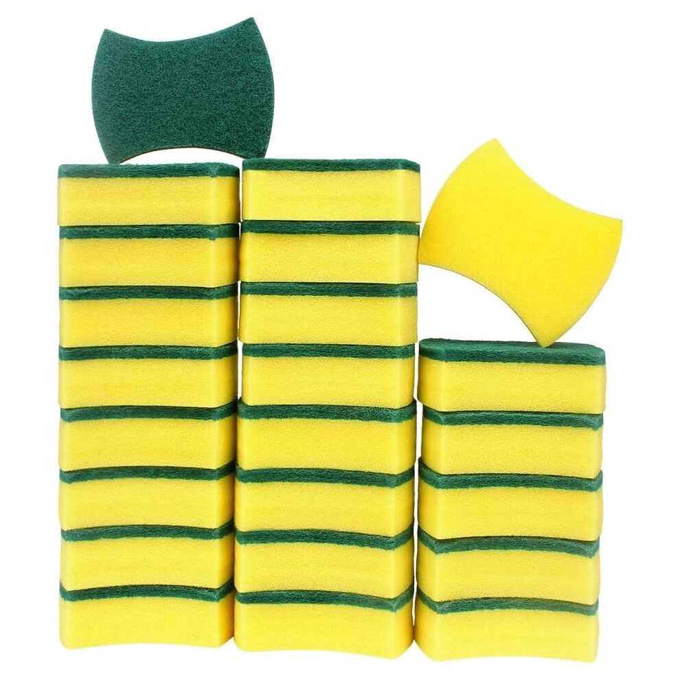 25 Pieces Cleaning Sponge, Heavy Duty Double Sided Scrubbing Multi-Purpose Scrubbing Sponge, Kitchen Sponge,Dimension: 10 x 8 x 3cm