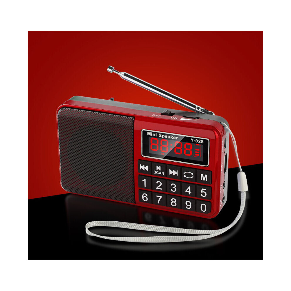 FM/AM(MW)/SW/USB/Micro-SD/MP3 Portable Radio, Radio Set with Large Buttons and Large Display, Portable Radio Rechargeable 1200 mAh Battery (Blue)