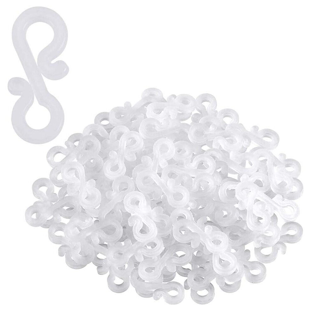 Mini Plastic Gutter Hooks, 100 Pieces Outdoor Decorative Fairy Lights S Hook Hanging Christmas Light Clips for Fixing Birthday Party Decoration