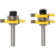 2pcs Tongue and Groove Router Bits, 3 Teeth Woodworking Tool (Shank 8MM)