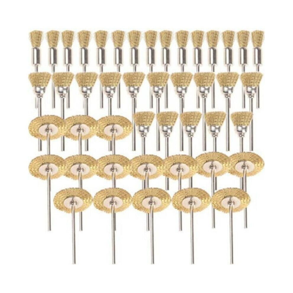 45 Pieces Brass Brushes Wire Brush Wire Brush Dremel Proxxon Polishing Kit Steel Brushes Polishing Discs Brush Round Brush Disc Shank Ø 3.17 Mm