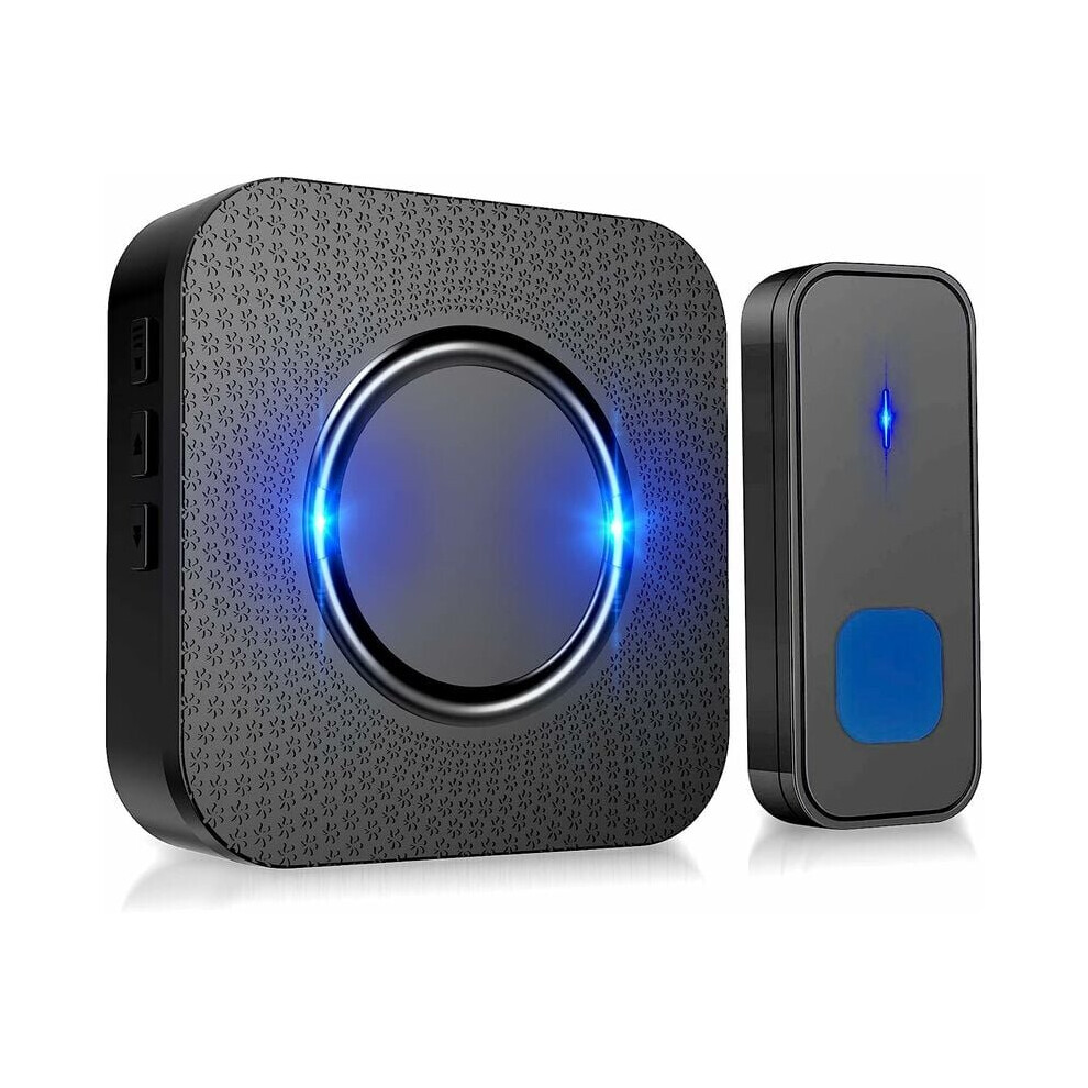 Wireless Doorbells, 55 Melodies 5-Level Volume And, Ip55 Waterproof Wireless Doorbell, Chime Kit With 300 Meters, Led Flash, 1 Plug-In Receiver- Black