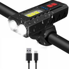 Bike Light Set, Rechargeable Waterproof Bike Front Light and Rear Taillight, 8+ Hours Battery Life, 5 Light Modes(Black)-