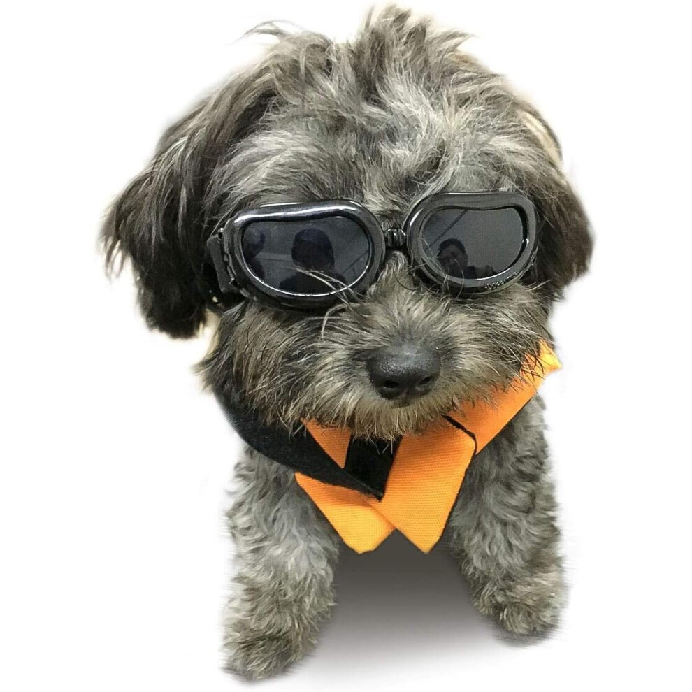 Dog Goggles Pet Sunglasses Waterproof and Lightweight Waterproof Glasses for Small Medium Dog Cat - Black S