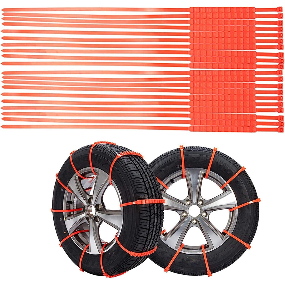 20-Pack Universal Tire Snow Chains For Cars, Suvs & Trucks (145-295Mm) - Nylon, Easy Install, Anti-Slip Light 9357228528443