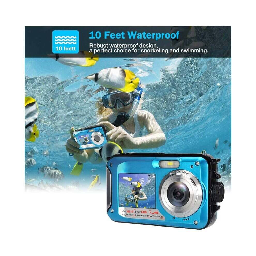 Digital Underwater Camera, Full HD 2.7K 48MP Underwater Camera