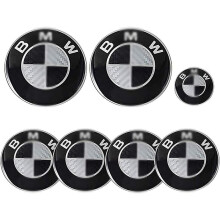 7pcs Car Emblem for Hood and Trunk BM-W 82mm Emblem and 68mm Wheel Covers Emblem and 45mm Steering Wheel Emblem