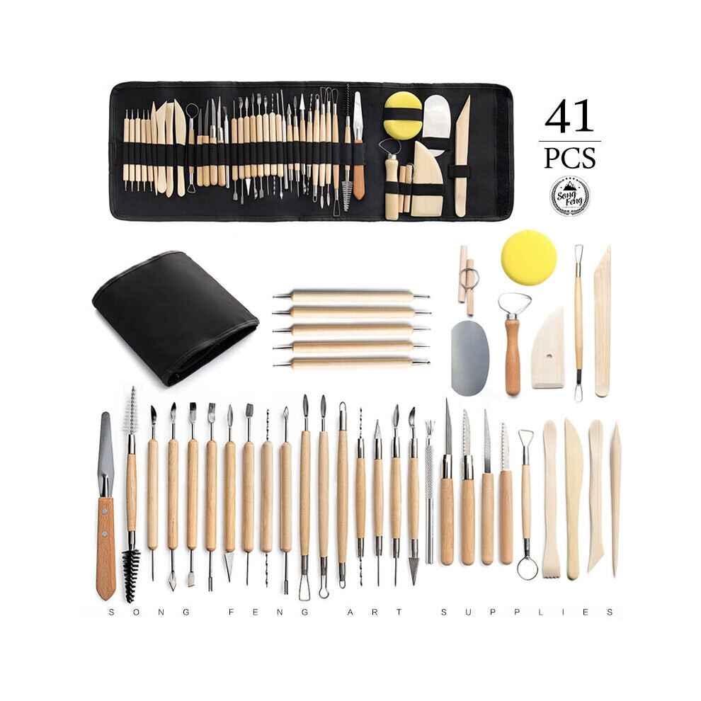 41 pcs Clay Sculpting Chisel Modeling Pottery Tool for Potter, Ceramics, DIY Artist, with Storage Bag