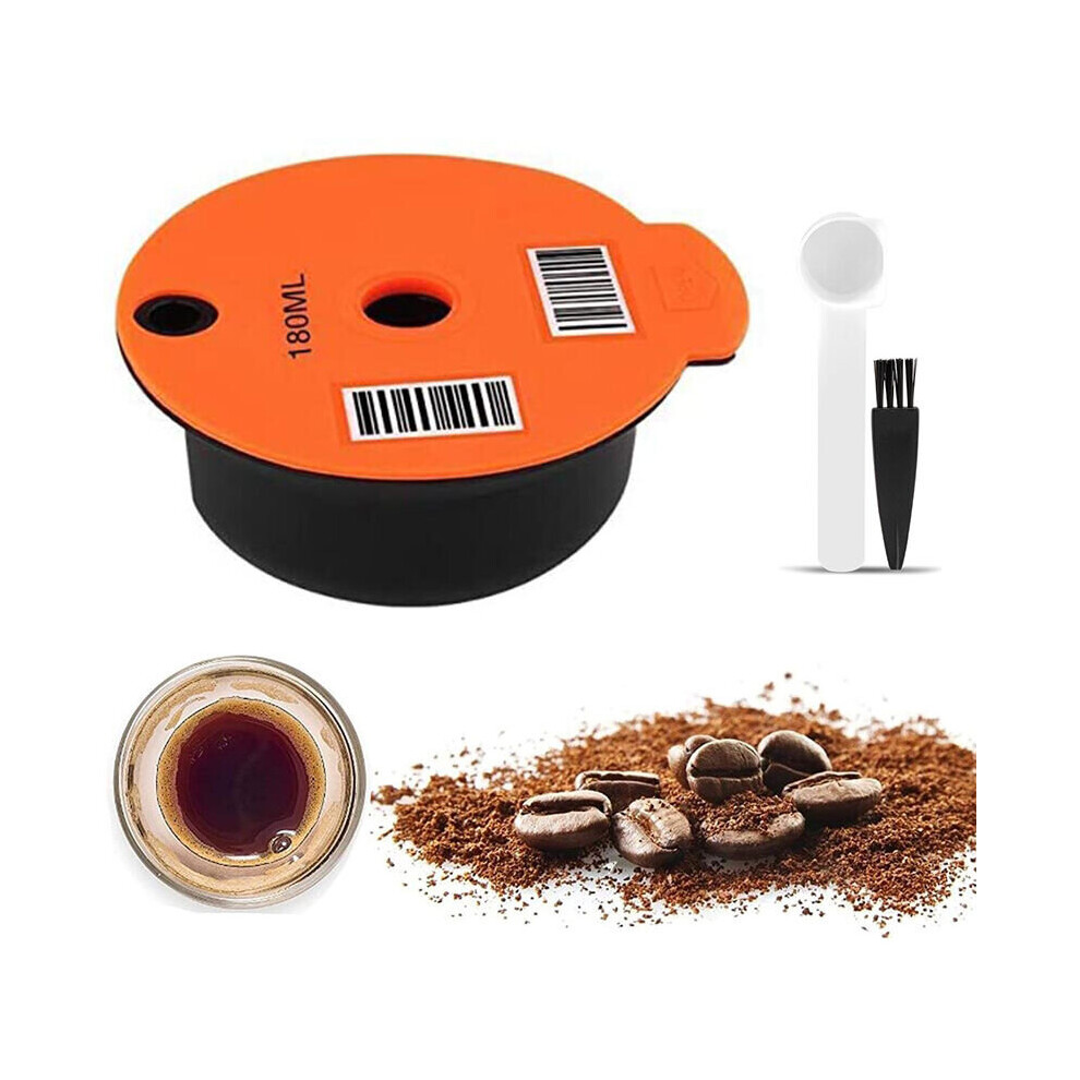 Coffee Pods, Reusable Coffee Filter, Refillable Plastic Coffee Capsule with Spoon for Bosch Tassimo Coffee Machine, 180ml