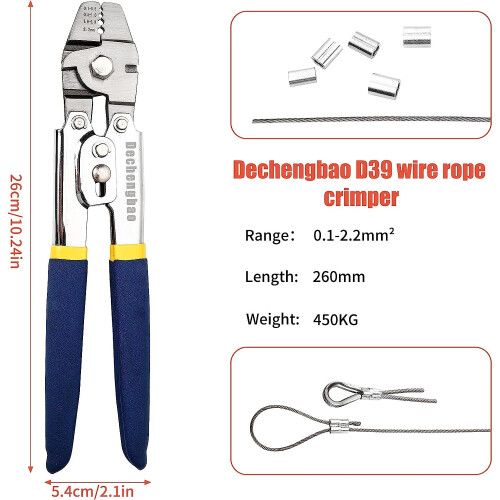 Wire Rope Crimper for Crimping Fishing Lines up to 2.2mm Crimping Tools,Dechengbao Heavy Duty