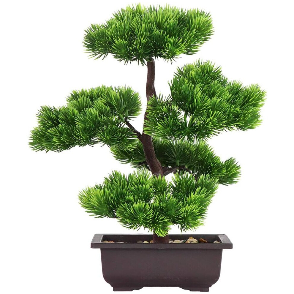 Artificial Bonsai Tree Fake Plant Decoration Potted Artificial Home Plants Japanese Pine Bonsai Plant 33cm Tall for Home Decoration Display
