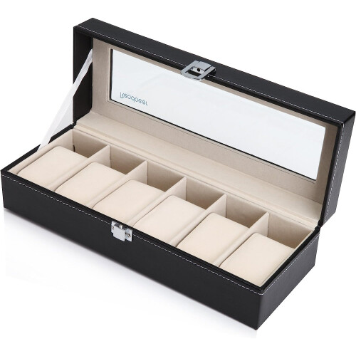 Watch Box for 6 Watches Display/Box/Storage Box (Black) 1