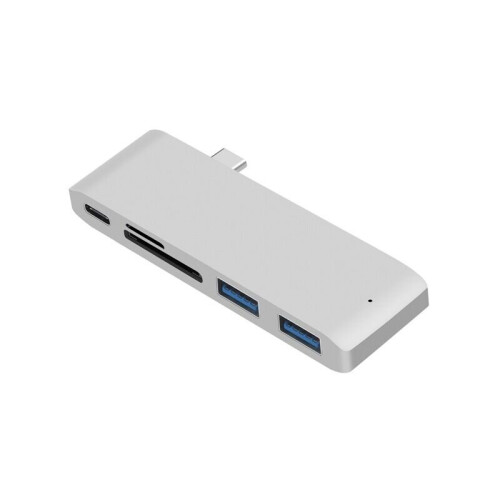 MacBook USB C Hub Adapter, Type C Slim Aluminum Thunderbolt 3 Hub Adapter Dock Adapter, Silver