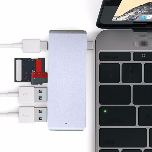 MacBook USB C Hub Adapter, Type C Slim Aluminum Thunderbolt 3 Hub Adapter Dock Adapter, Silver 2
