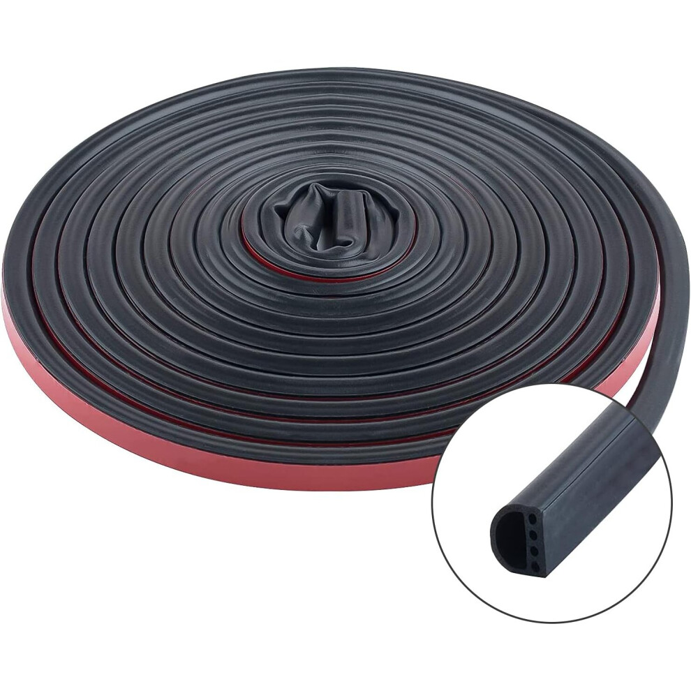 Silicone Weatherstrip, Multi-hole Design Seal Strip For Door And Window, Anti-collision Soundproof Dustproof Windproof, 6M(D9*6mm, Black)