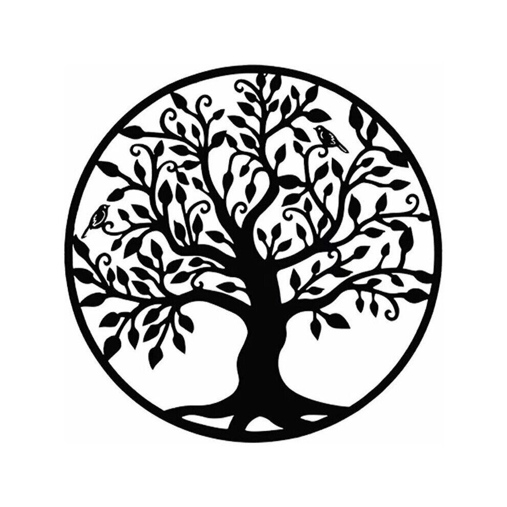 Metal Tree of Life Wall Decor Silhouette Art for Indoor Gift Outdoor Gift Garden Home Decoration, Betterlife(Black, 28x28cm)