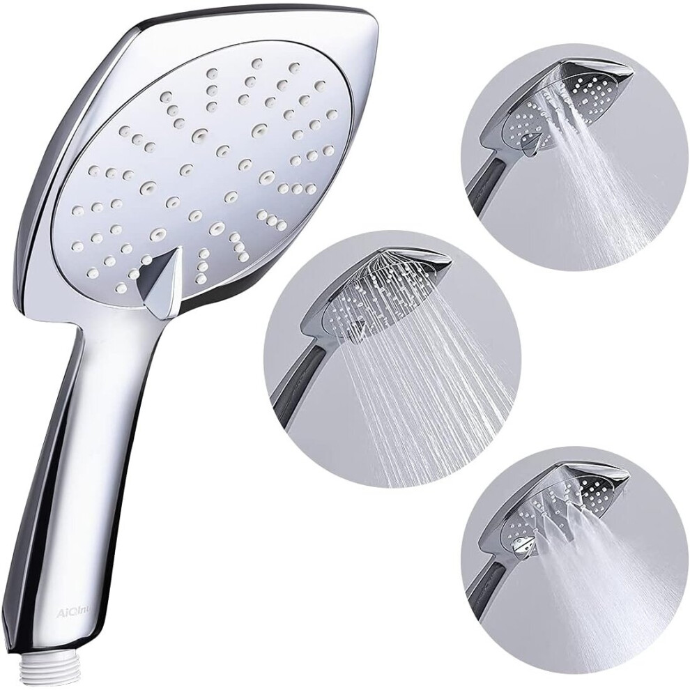 High Pressure Shower Head with 59" Shower Hose, Large Square Water Saving Shower Head with 3 Spray Settings, Universal and Adjustable