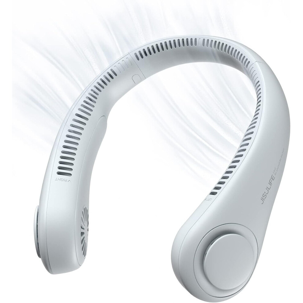 Portable Neck Fan, Hands-free Bladeless Fan, Portable Personal Fan Operated with 4000mAh Battery, USB Fan, 3 Speeds - Gray