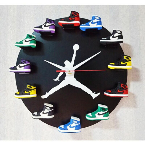 Home Wall Clock Stereoscopic Shoe Pattern Wall Clock Sneakers (Classic Black), 1