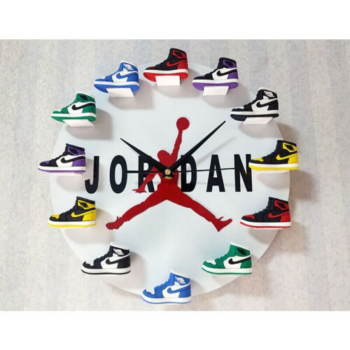 Home Wall Clock Stereoscopic Shoe Pattern Wall Clock Sneakers (Classic Black), 2