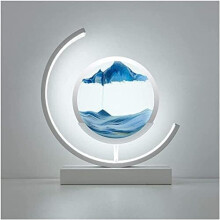 Feilai 3D Quicksand Flowing Sand Art Table Lamp — Rotating Desk Lamp, 1200lm LED, Semicircle Design