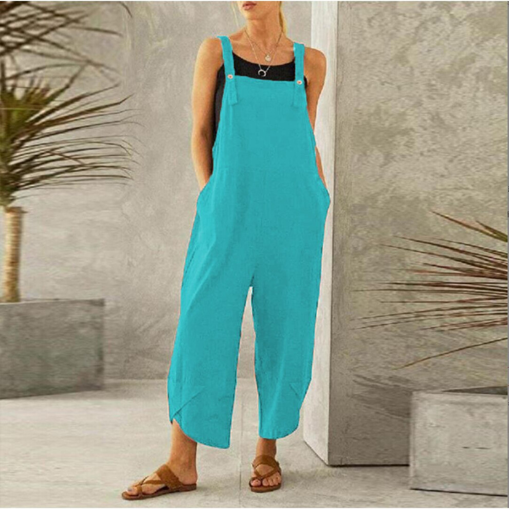 (light blue, UK12) Ladies Jumpsuit Summer Overalls Ankle Length Baggy-image-OPC-PBVVVHJ-NEW