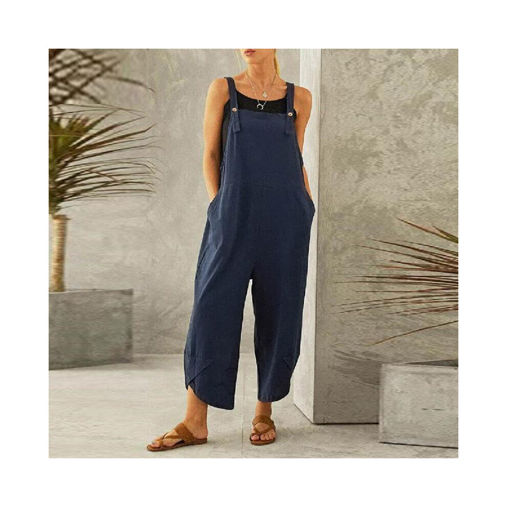 (dark blue, UK 14) Ladies Jumpsuit Summer Overalls Ankle Length Baggy-image-OPC-PBVVVHB-NEW