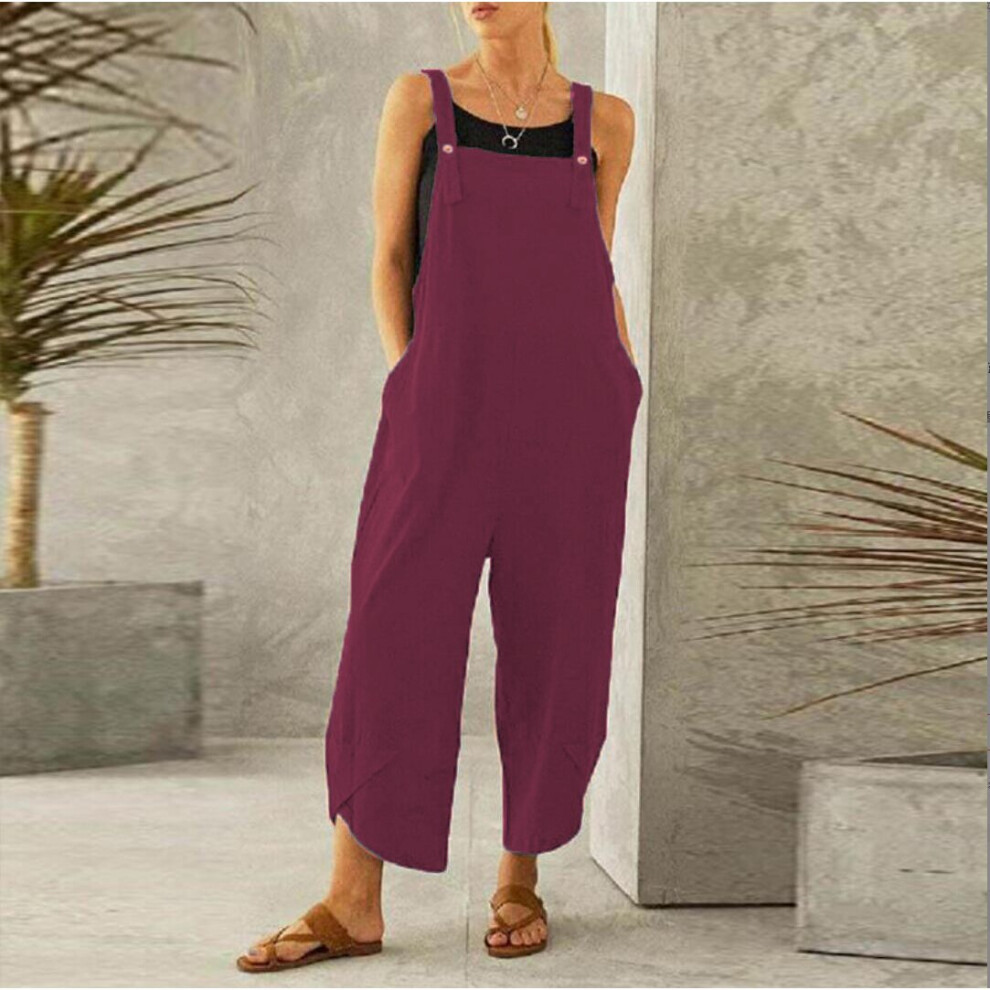 (purple, UK16) Jumpsuit Summer Womens Overalls Ankle Length Baggy-image-OPC-PBVVVMV-NEW