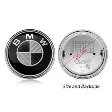 Black Carbon Fiber Effect Badge Set for BMW Boot & Bonnet - 74mm & 82mm