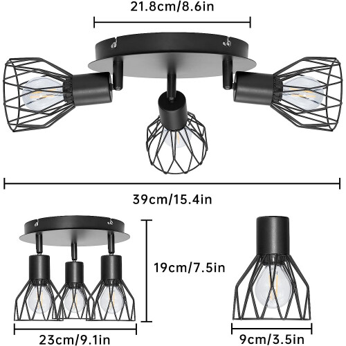 Ceilings Adjustable Cage Wall Spotlights with 38cm x 15.77cm x 9cm 2