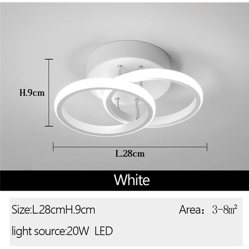LED Ceiling Light Two Rings Cool White 6000K Light Fittings for Ceilings Modern 2