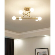 Elegant Gold 6-Light Sputnik Ceiling Light Fixture for Bedroom, Dining, Kitchen, Office
