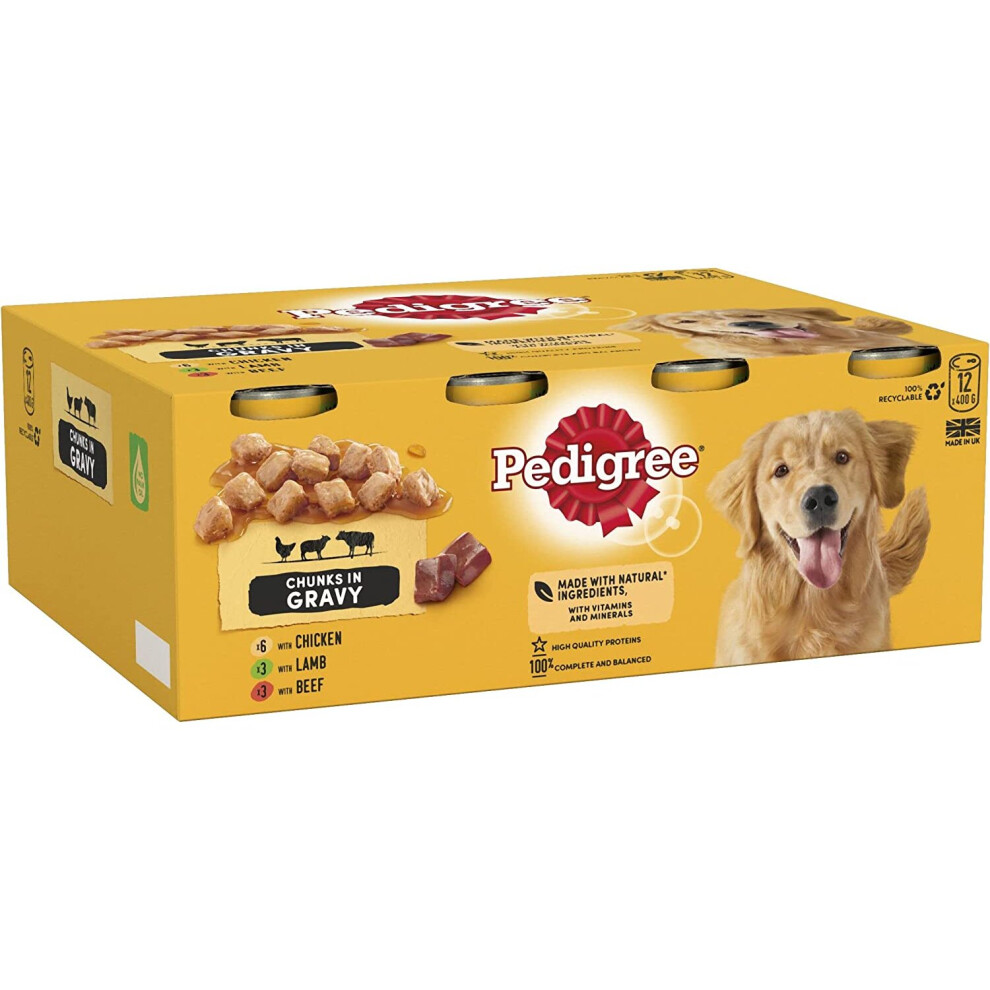 Pedigree Adult Wet Dog Food for Adult Dogs - Can Mixed Selection in Gravy 12 x 400 g