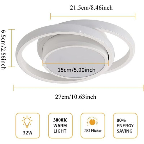 LED Ceiling Lights, Modern Design Ceiling Lighting for Hallway Balcony Bedroom Warm 1