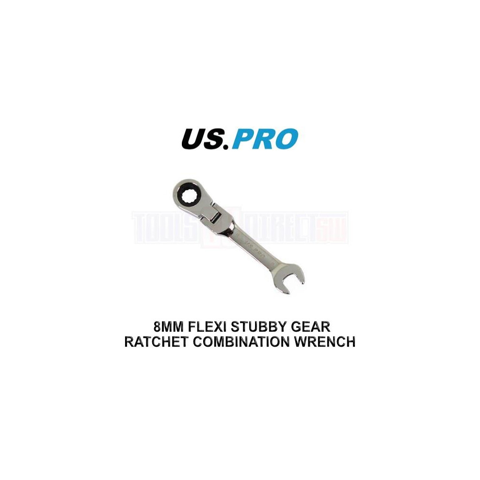 US PRO Tools 8MM Flexi Stubby Gear Ratchet Combination Spanner Wrench 3906