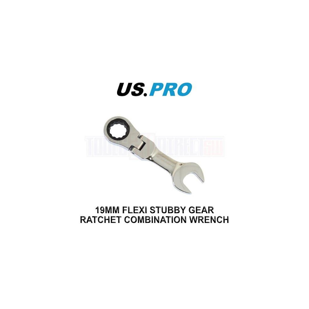 US PRO Tools 19MM Flexi Stubby Gear Ratchet Combination Spanner Wrench 3917