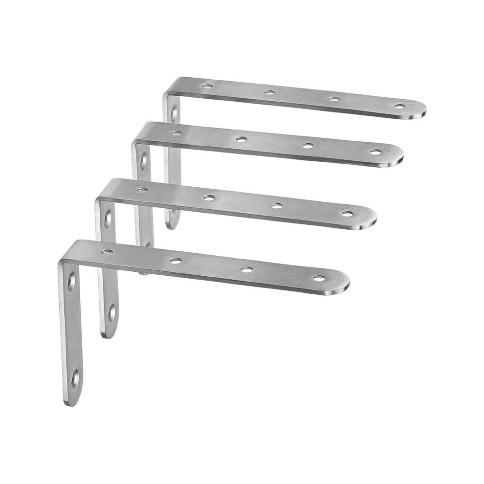 Shelf Bracket Corner Braces Joint Angle Bracket Shelf Support 125Mm*75Mm, Sus304 Stainless Steel Brushed Finish, 4 Pcs, Sb125 7358250691961