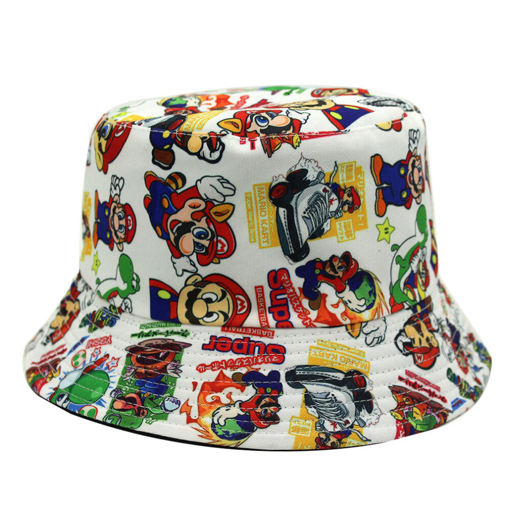 (Style F) Super Mario Bucket Hat Cartoon Print Cap Outdoor Travel Sun Protection Men  Women