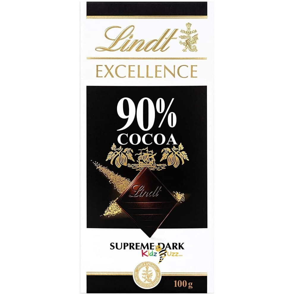 (Pack Of 12) Lindt Excellence 90% Cocoa Dark Chocolate Bar 100g