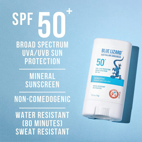 BLUE LIZARD Sensitive Mineral Sunscreen Stick - SPF 50+, 0.5 Ounce 2