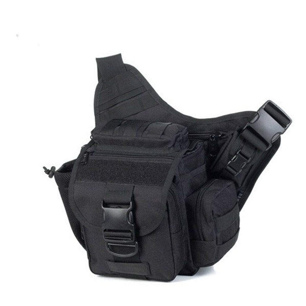 (Black) 5L Cycling Storage Bag Lightweight Multi-functional Tactical Saddle Bag Shoulder Bag for Hiking Camping Trekking