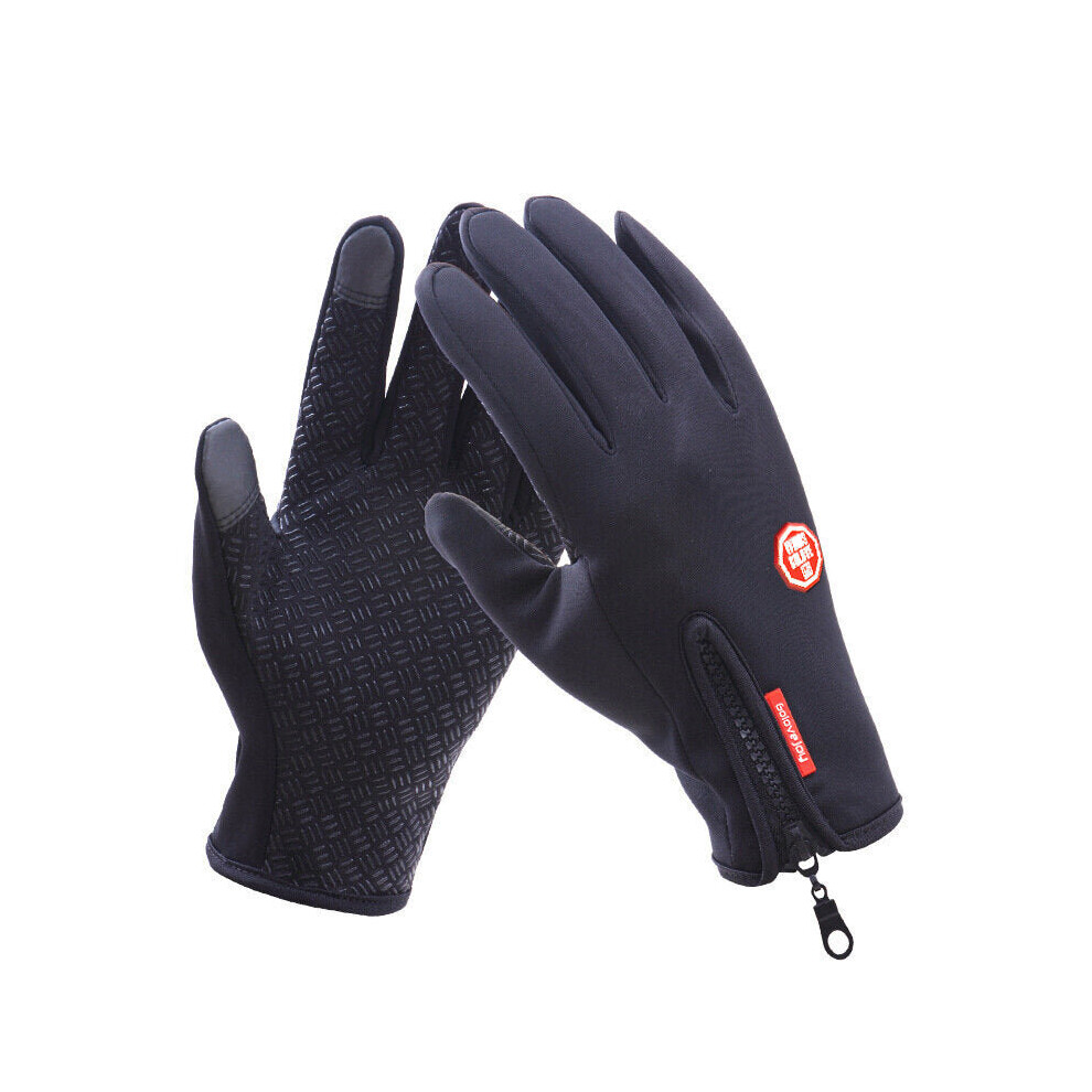 (Black, L) 1 Pair Unisex Waterproof Winter Warm Cycling Gloves Touch Screen for Driving Hiking Skiing Gloves
